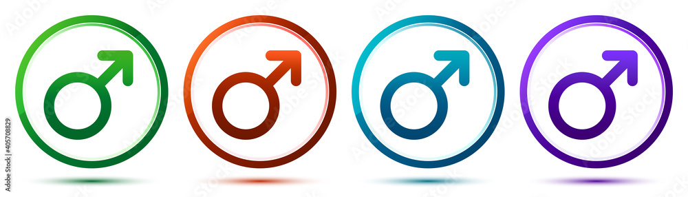 Male symbol icon artistic frame round button set illustration Male symbol icon artistic frame round button set illustration