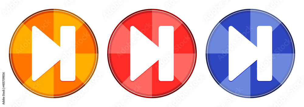 Next track icon burst light round button set illustration Next track icon burst light round button set illustration