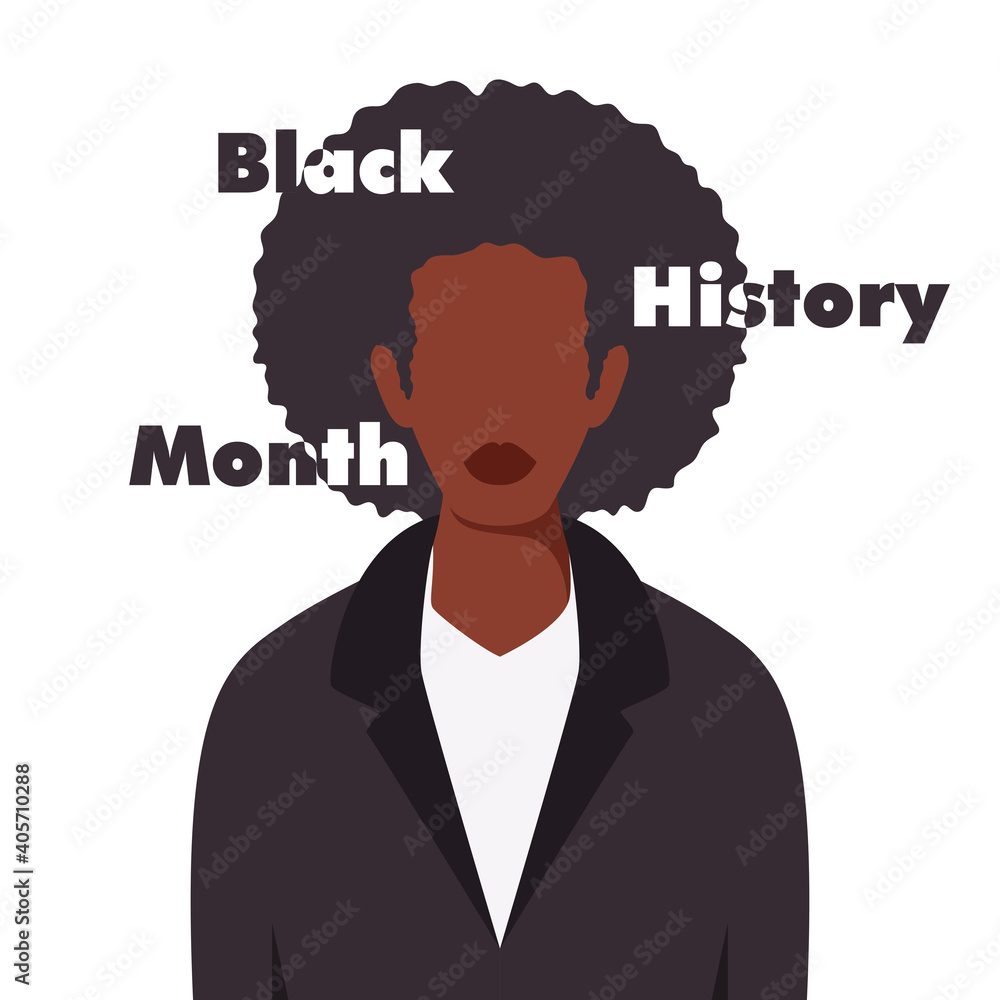 Black History Month Concept with Faceless Afro Woman On White Background. Black History Month Concept with Faceless Afro Woman On White Background.