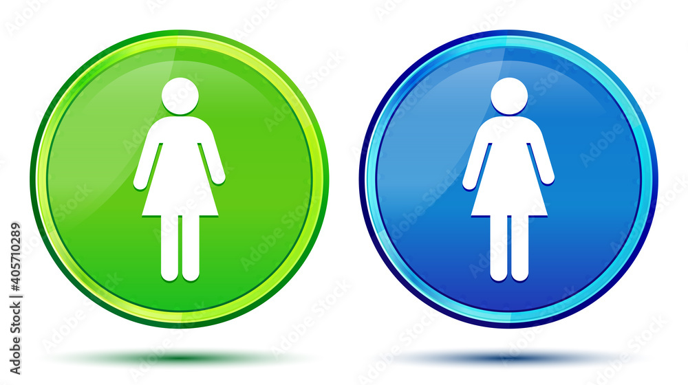 Woman icon creative natural round button set illustration Woman icon creative natural round button set illustration