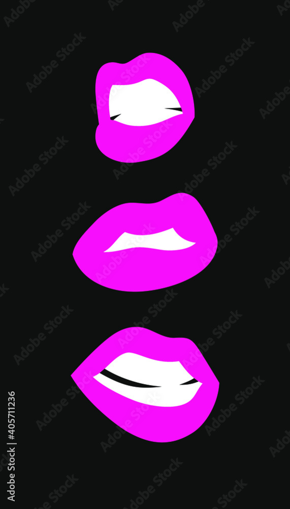 Sexy Female Lips with Matt Red Lipstick and quote. Flat Style Vector Fashion Illustration Woman Mouth and text. Gestures Collection Expressing Different Emotions