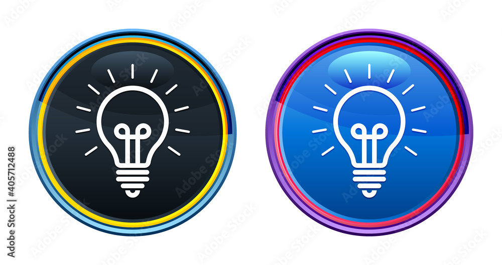 Lightbulb icon artistic glassy round buton set illustration Lightbulb icon artistic glassy round buton set illustration