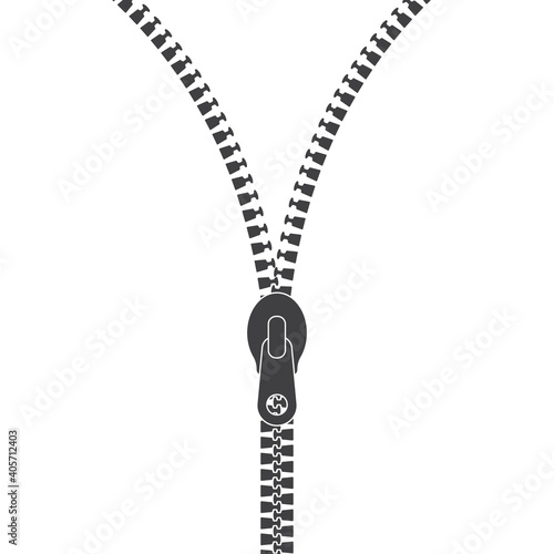 Open Zipper minimal logo. Zip iicon