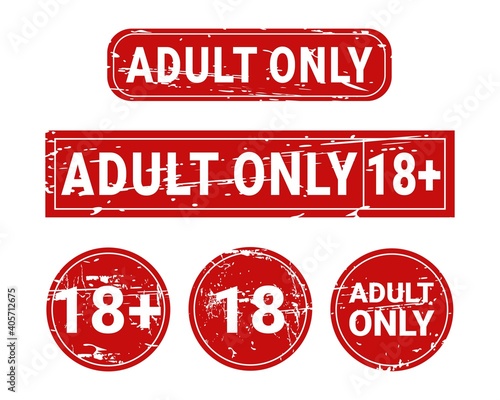 18 plus sign. Warning only for 18 years and ove. Eighteen years over. Under eighteen years prohibition sign. Adult only. Illustration vector
