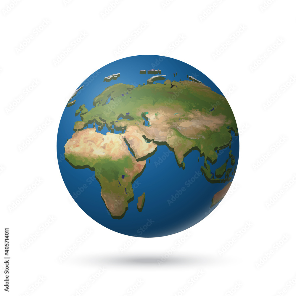 earth planet relief globe isolated in white