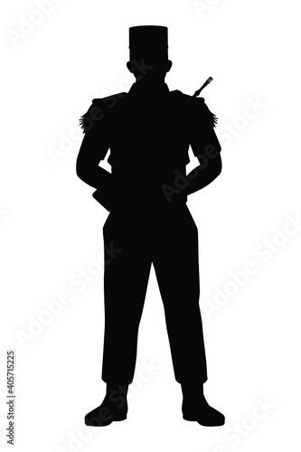 France soldier with weapon silhouette vector, military man in the battle.