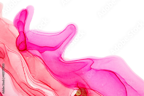 Transparent abstract pink ink artwork on white background