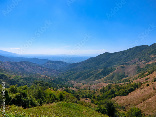 Mountain valley view and blue sky of Doi Sakard,Nan Thailand © BLKstudio