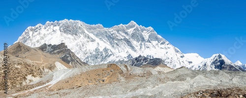 Panorama of Lhotse wall and Island Peak, Everest Base Camp trek, Nepal photo