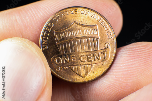 American cent close up photo. Macro coins.