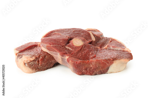 Fresh raw steak meat isolated on white background