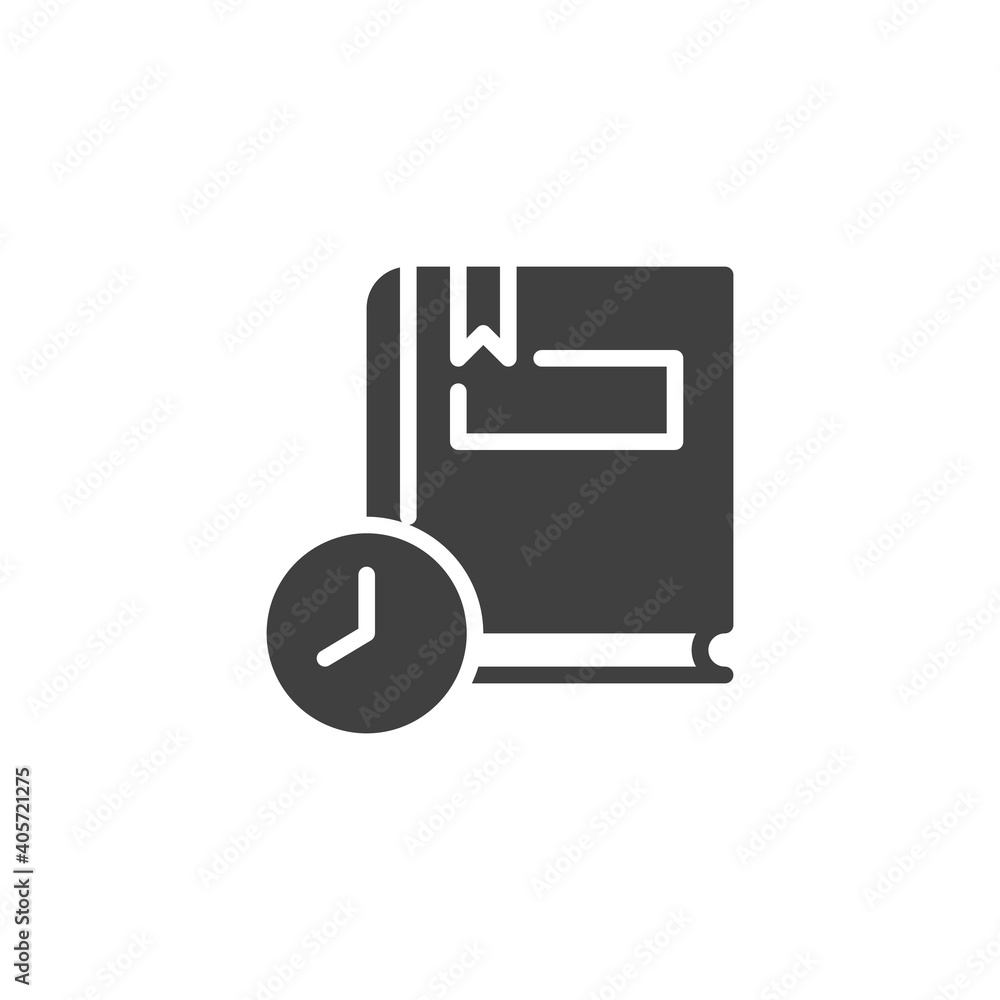 Time to read vector icon. filled flat sign for mobile concept and web design. Book and clock glyph icon. Symbol, logo illustration. Vector graphics Time to read vector icon. filled flat sign for mobile concept and web design. Book and clock glyph icon. Symbol, logo illustration. Vector graphics