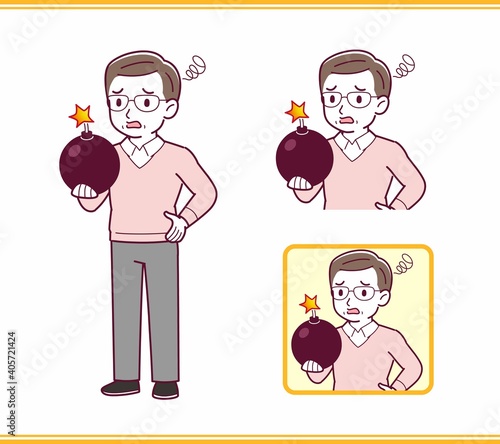 Elderly man in red sweater_A