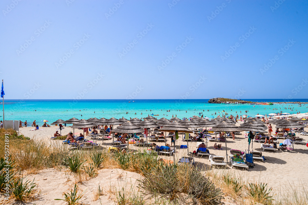 Cyprus beautiful coastline, Mediterranean sea of turquoise color, seascape cyprus, travel concept