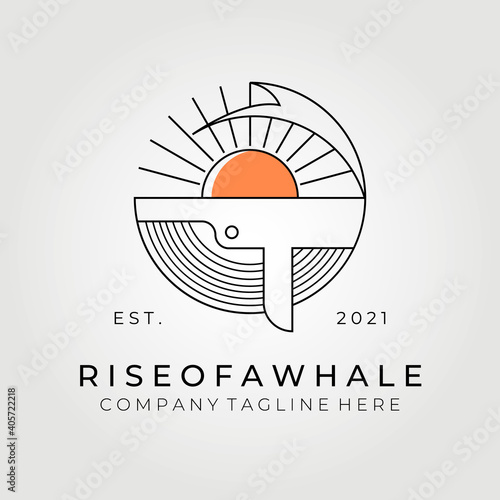 line art whale logo vector illustration design graphic, rise of whale icon