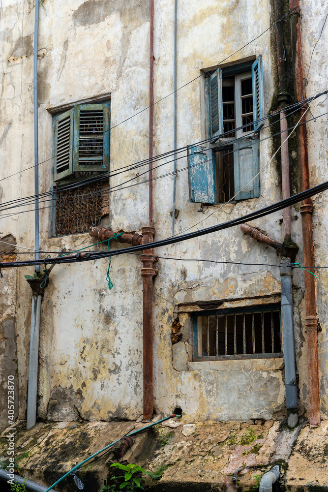 Streets in heart of Stone Town Zanzibar which mostly consists of a maze of narrow alleys lined by houses