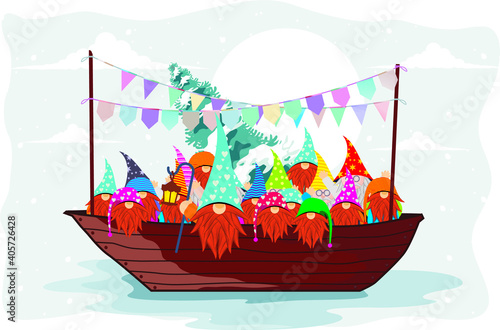 Christmas gnomes collection Vector Illustration
