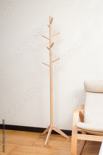 Obraz na plátně Empty wooden coat rack in the room background