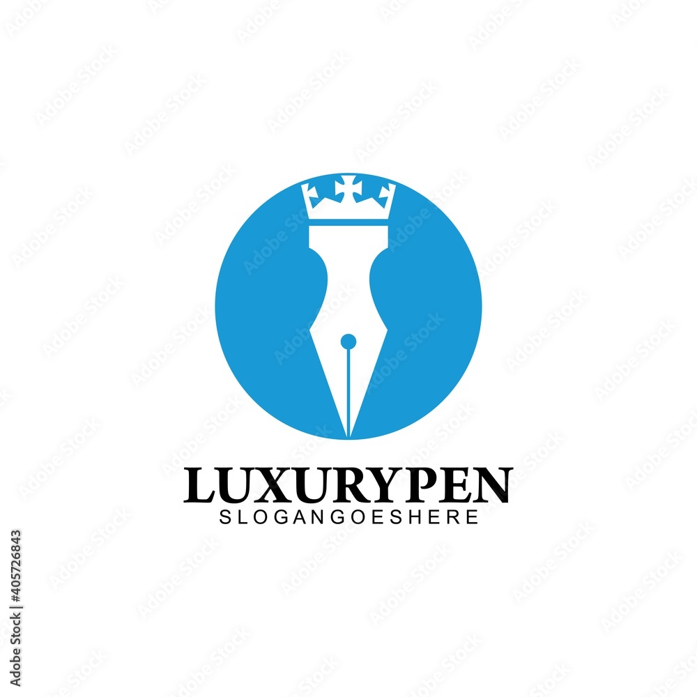 Luxury Pen with Crown Logo Template Design Vector, Emblem, Design Concept, Creative Symbol Luxury Pen with Crown Logo Template Design Vector, Emblem, Design Concept, Creative Symbol