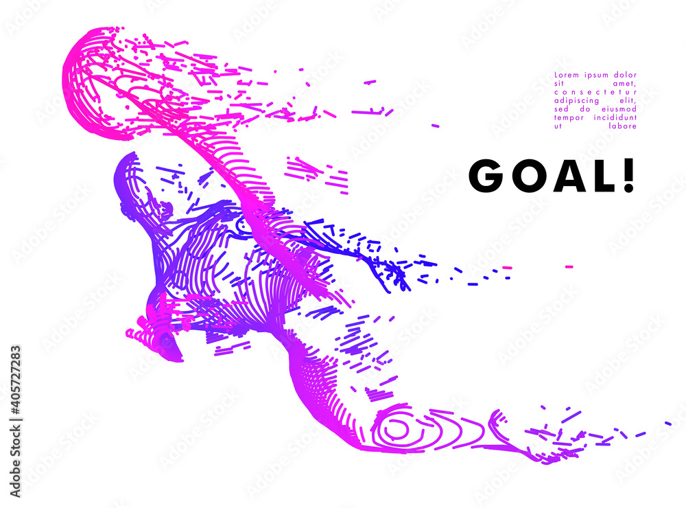 Football concept. Vector drawn by lines. Soccer art. . Football concept. Vector drawn by lines. Soccer art. .