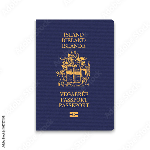 Passport of Iceland. Citizen ID template.