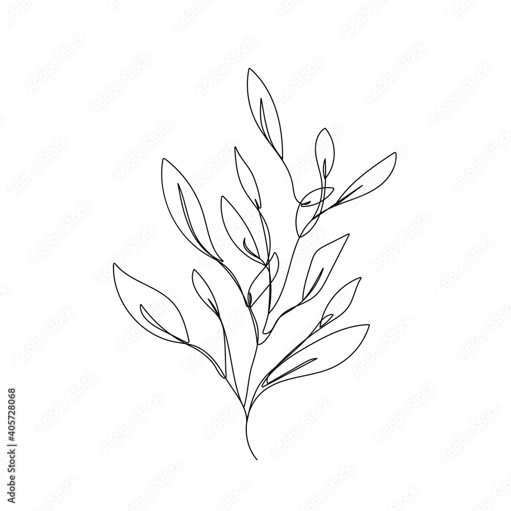 Fototapeta Flower One Line Drawing. Continuous Line of Simple Flower llustration. Abstract Contemporary Botanical Design Template for Minimalist Covers, t-Shirt Print, Postcard, Banner etc. Vector EPS 10.