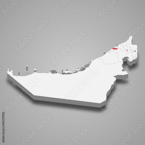 Ajman emirate location within United Arab Emirates 3d map