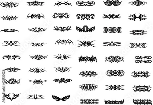 
Abstract tattoo, vector graphics of symbols and elements. Isolated.