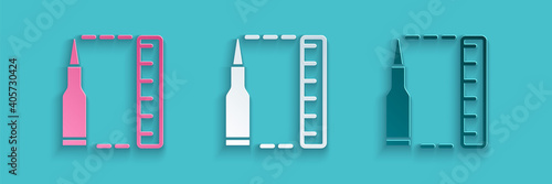 Paper cut Bullet icon isolated on blue background. Paper art style. Vector.
