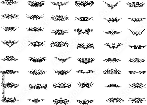 
Abstract tattoo, vector graphics of symbols and elements. Isolated.
