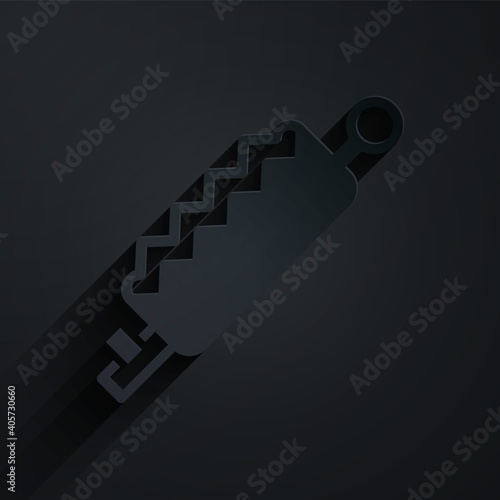 Paper cut Trap hunting icon isolated on black background. Paper art style. Vector.