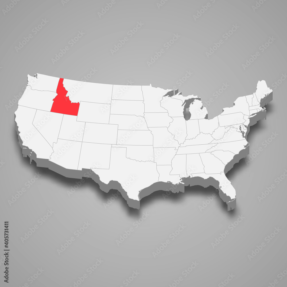 Fototapeta premium Idaho state location within United States 3d map