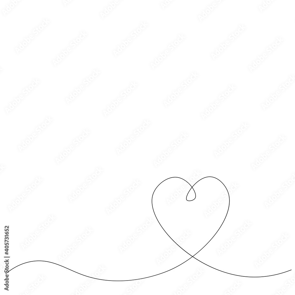 Love heart vector, continuous one line drawing. Vector illustration
