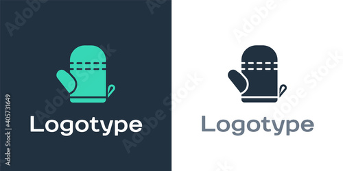 Logotype Oven glove icon isolated on white background. Kitchen potholder sign. Cooking glove. Logo design template element. Vector.