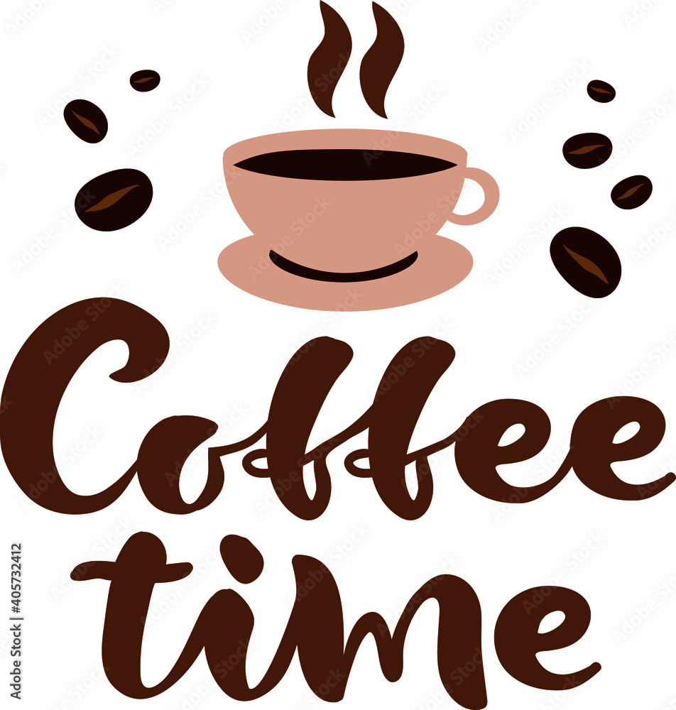 Obraz premium vector logo image for a coffee shop. image of a coffee cup, coffee beans and the inscription