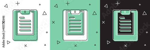 Set Server, Data report icon isolated on white and green, black background. Vector.