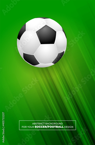 Abstract green background with stripes and football soccer ball © Jaroslav Machacek