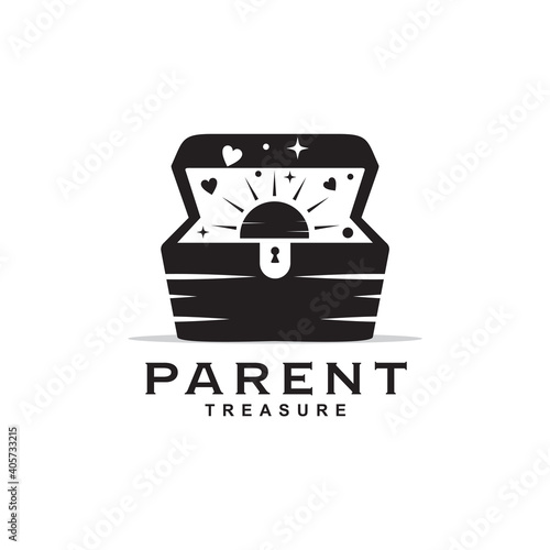 Parenting logo with treasure chest icon template
