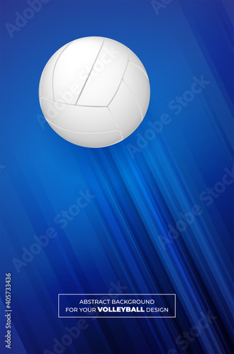 Abstract blue background with stripes and volleyball ball