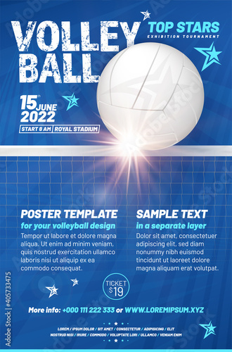 Poster template for your volleyball design with sample text