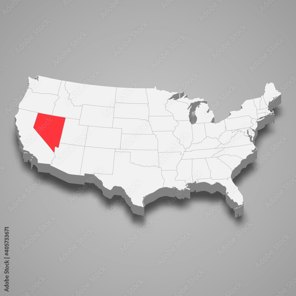 Fototapeta premium Nevada state location within United States 3d map