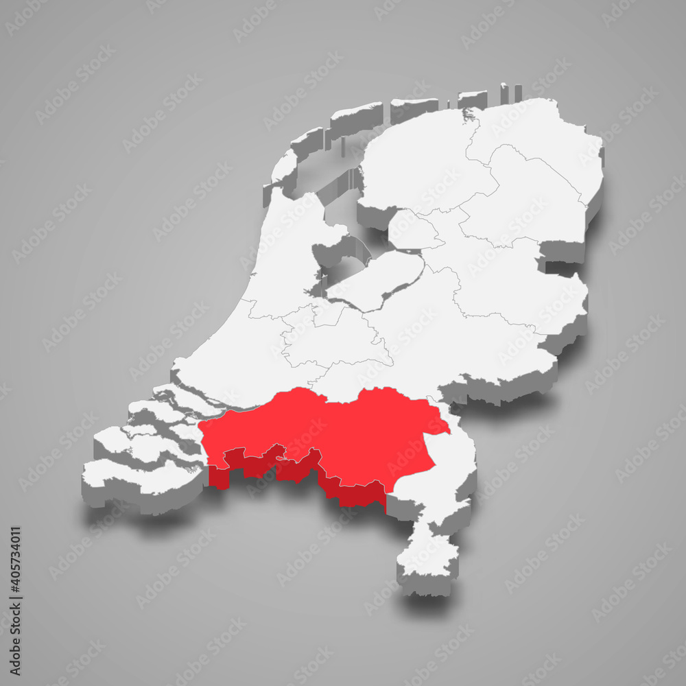 North Brabant province location within Netherlands 3d map North Brabant province location within Netherlands 3d map