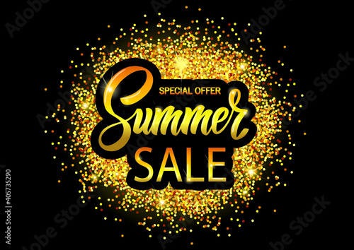 Background with exotic tropical plants, flowers and leaves. tiger peering out of the thicket. printable summer sale vector image