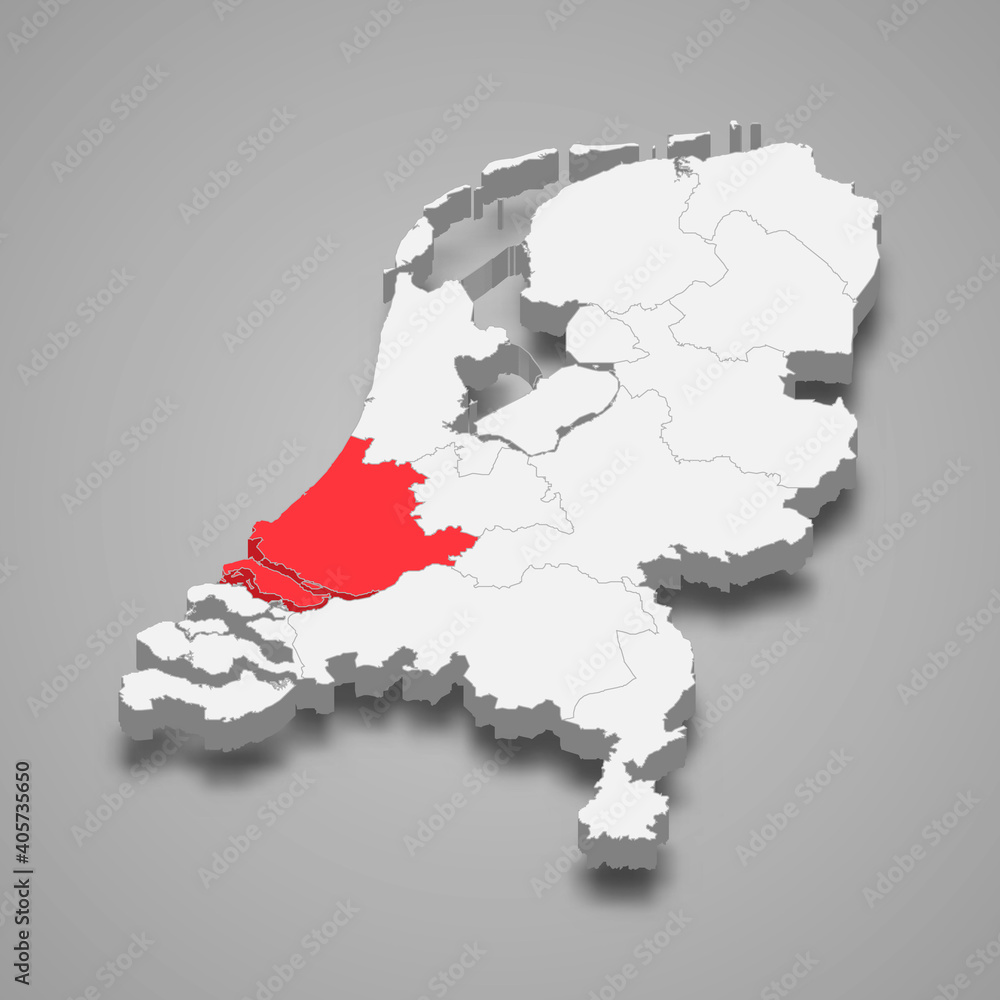 South Holland province location within Netherlands 3d map