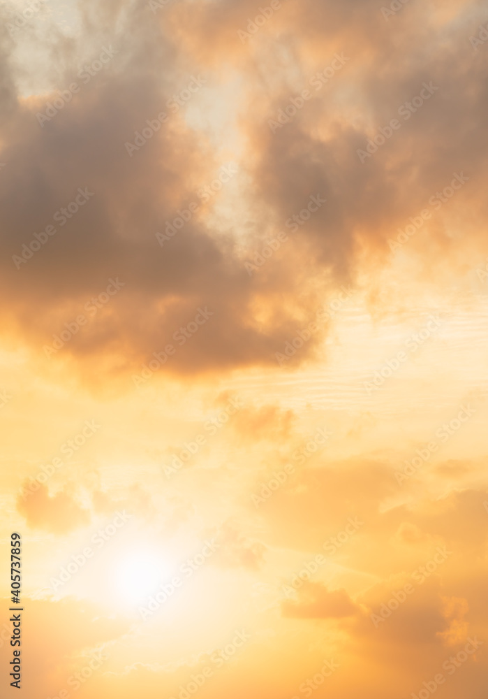 Orange sunrise sky vertical background in the morning with colorful nature sunset.