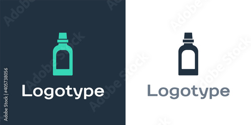 Logotype Plastic bottle for laundry detergent, bleach, dishwashing liquid or another cleaning agent icon isolated on white background. Logo design template element. Vector.