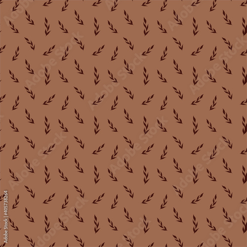 Natural vector seamless pattern leaves on brown background template