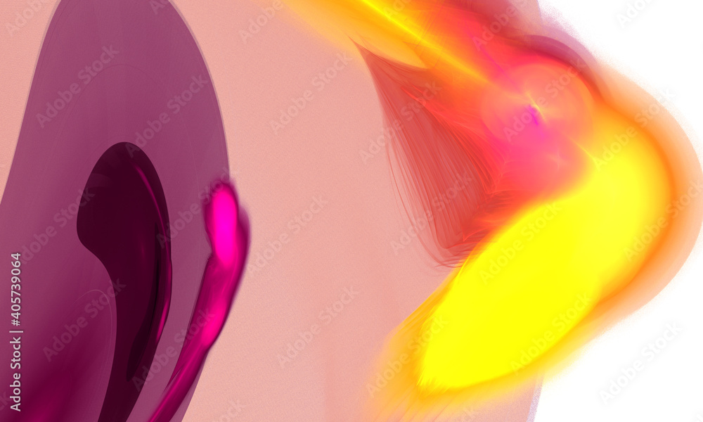 Fototapeta premium Abstract colorful strokes, streaks and spots over white. Artistic and creative composition in bright yellow, purple, red and pink hues.