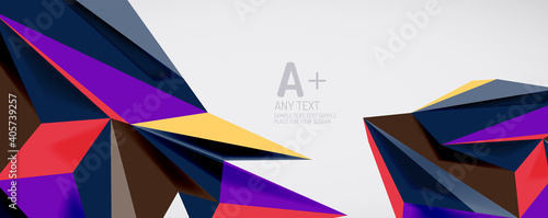 Vector triangle geometric backgrounds. Low poly 3d shape on light backdrop. Vector illustration for covers  banners  flyers and posters and other designs