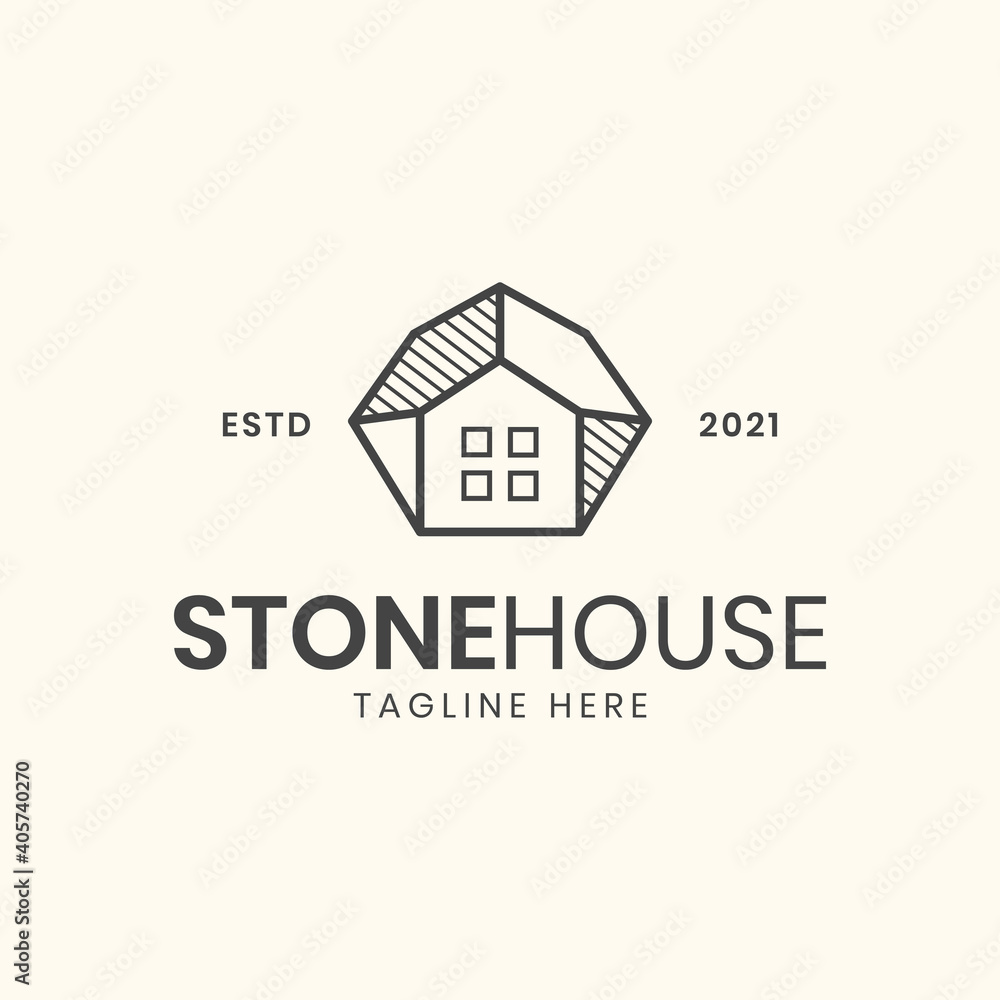 Minimalism stone house logo template